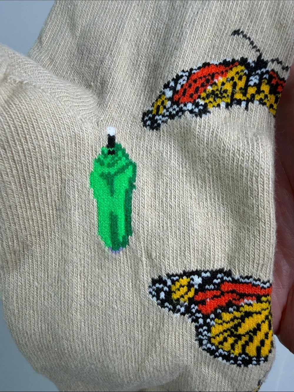 NWT Monarch Butterfly Crew Socks Women’s 9-11 Made in USA Caterpillar Chrysalis